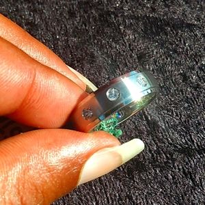 Heavy Stainless Steel CZ Wedding Band